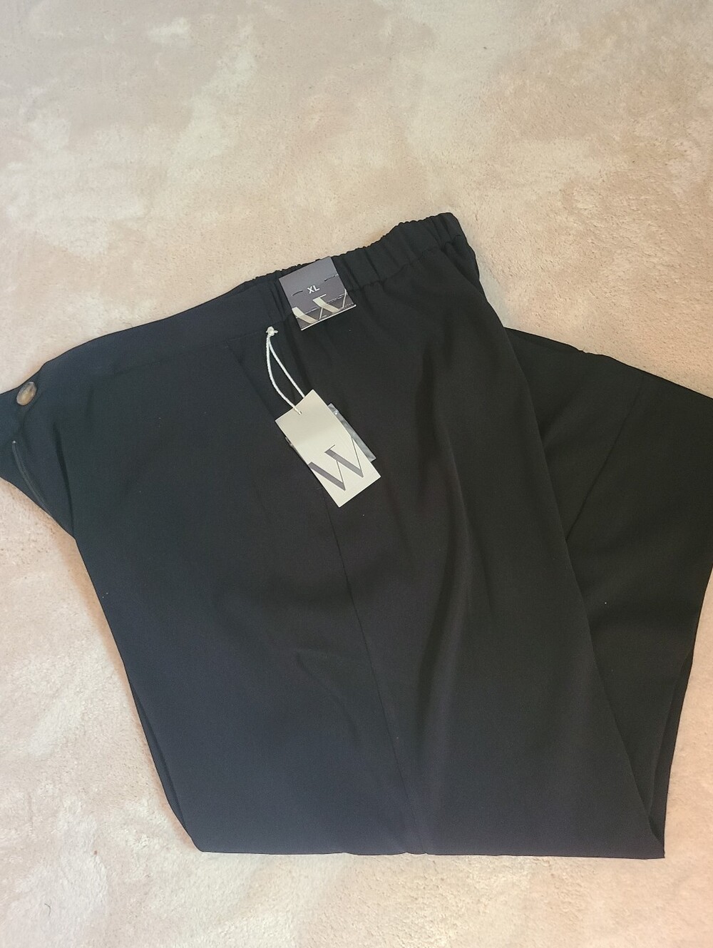 Worthington Black Women's Wide Leg Dress Pants with Elastic Waist Back Size XL